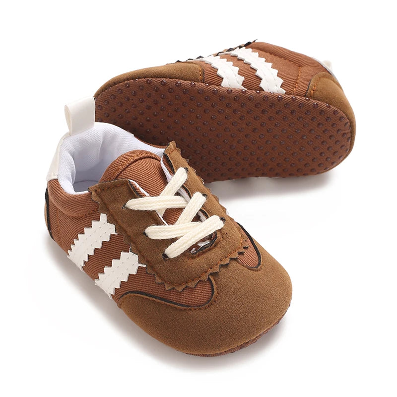 ISA | Newborn Baby Classic Sneakers Letters Splicing Baby Casual Shoe Non-slip Hundred Walking Baby Boys Girls Baby Shoes 0-18 Months