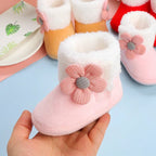 ISA | Comfortable Shoes Newborn Baby Girls Boys Soft Booties Plain Pompom Snow Boots Baby Toddler Newborn Warming Shoes.