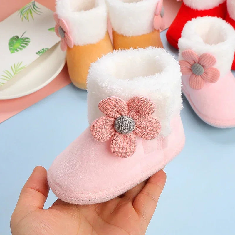 ISA | Comfortable Shoes Newborn Baby Girls Boys Soft Booties Plain Pompom Snow Boots Baby Toddler Newborn Warming Shoes.
