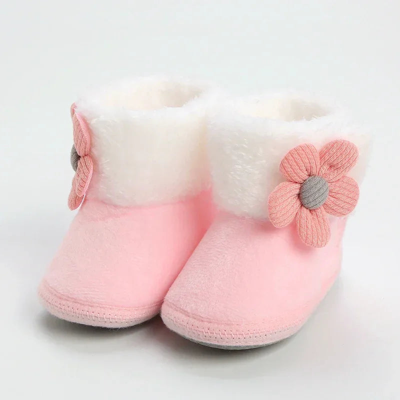 ISA | Comfortable Shoes Newborn Baby Girls Boys Soft Booties Plain Pompom Snow Boots Baby Toddler Newborn Warming Shoes.