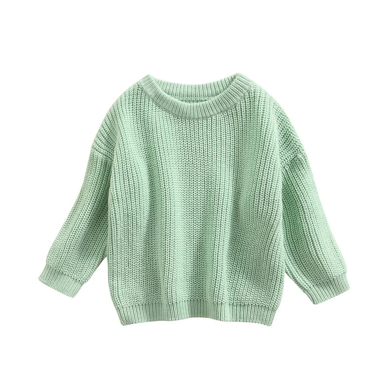 ISA | Suefunskry Newborn Baby Girl Boy Knitted Long Sleeve Autumn Winter Sweater Solid Loose Sweater Casual Tops Kids Clothing 3M-5Y