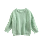 ISA | Suefunskry Newborn Baby Girl Boy Knitted Long Sleeve Autumn Winter Sweater Solid Loose Sweater Casual Tops Kids Clothing 3M-5Y