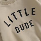 Little Dude | Baby Toddler Boys Autumn Winter Outfits Little Dude Letter Printed Sweatshirts with Long Sleeves Pants 2-piece Clothing Set