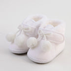 ISA | Comfortable Shoes Newborn Baby Girls Boys Soft Booties Plain Pompom Snow Boots Baby Toddler Newborn Warming Shoes.