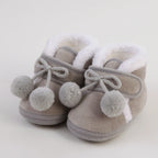 ISA | Comfortable Shoes Newborn Baby Girls Boys Soft Booties Plain Pompom Snow Boots Baby Toddler Newborn Warming Shoes.