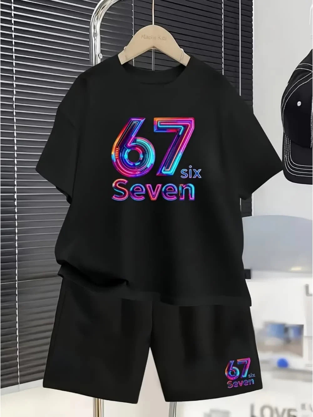 Elcevi | Boys Sets 67 Funny Print Kids T-Shirt Shorts Pants Set Casual Outfit for Funny Gift Children's Clothing