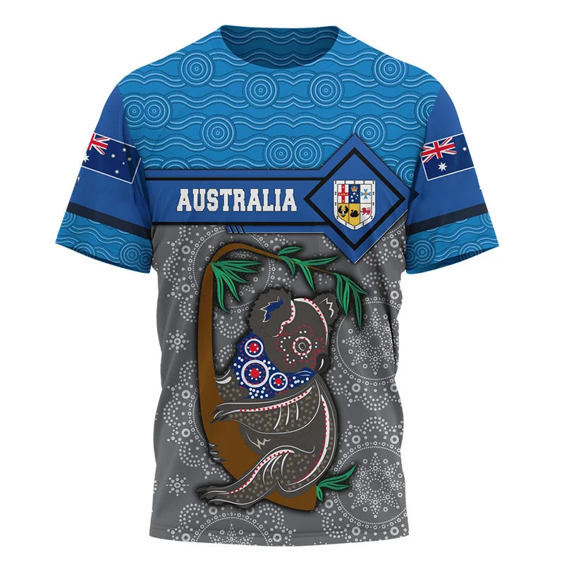 Aboriginal Kangaroo Australia Top Tees Painting Summer Men T-Shirt 3D Printed T-Shirt Women Short Sleeve Oversized Clothing World Cup