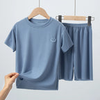 Charlie | 2 Piece Set Kids Thin Shorts with Short Sleeves Ice Silk Suit Boys and Girls Casual Joker Home Clothing 2-Piece Set