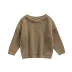 ISA | Suefunskry Newborn Baby Girl Boy Knitted Long Sleeve Autumn Winter Sweater Solid Loose Sweater Casual Tops Kids Clothing 3M-5Y