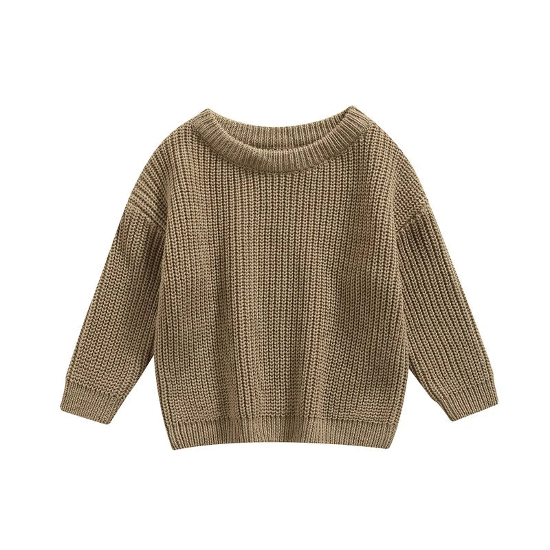 ISA | Suefunskry Newborn Baby Girl Boy Knitted Long Sleeve Autumn Winter Sweater Solid Loose Sweater Casual Tops Kids Clothing 3M-5Y