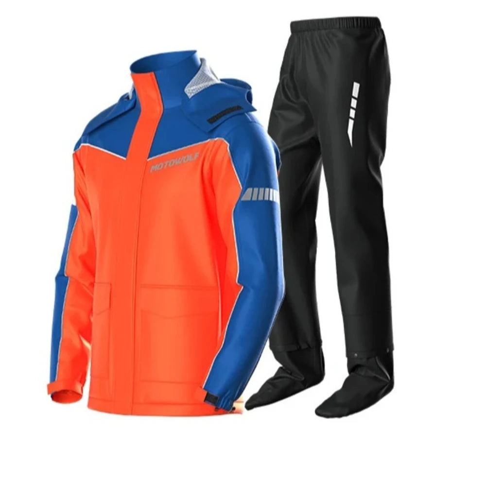 Unisex Motorcycle Waterproof Rain Suit, Rain Jacket, and Rain Pants.