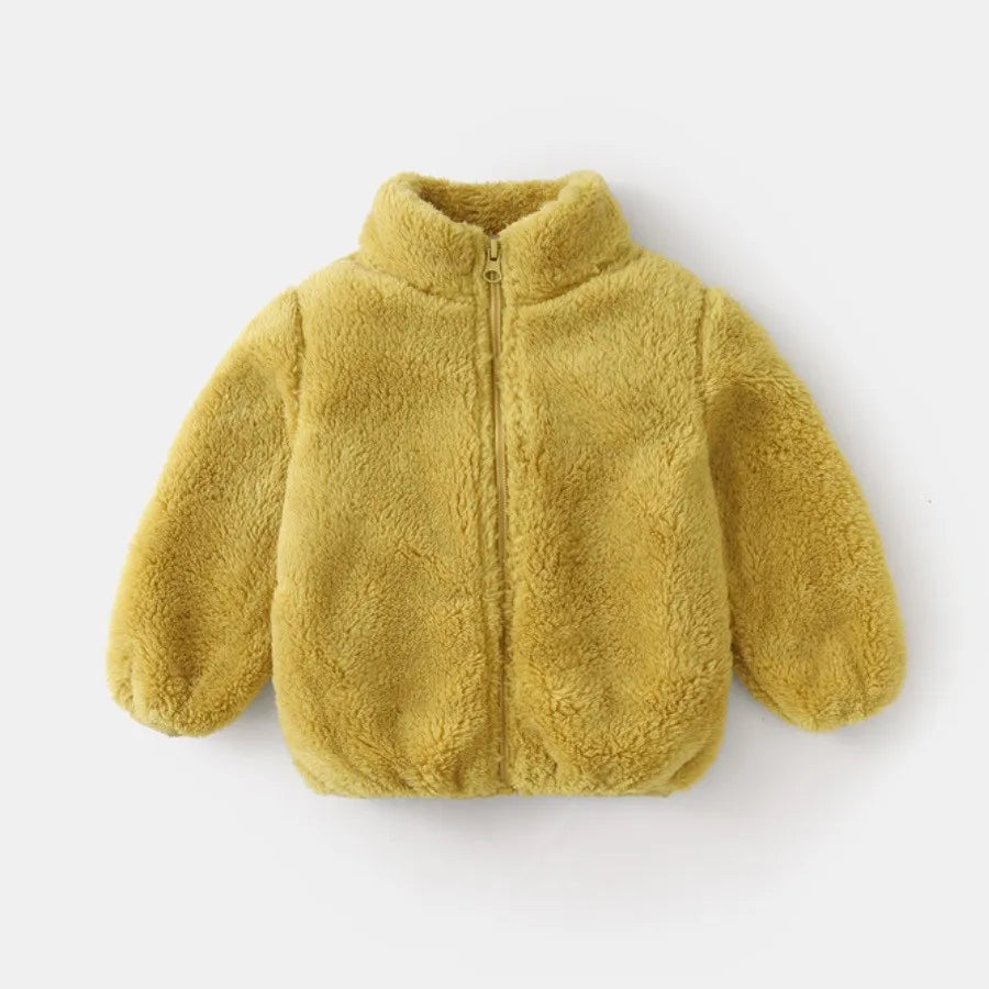 Charlie | Solid Color Fashion Kids Plush Jacket Autumn Winter Warm Baby Girl Boy Casual Coat Outerwear Children's Clothing Toddler Outerwear