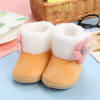 ISA | Comfortable Shoes Newborn Baby Girls Boys Soft Booties Plain Pompom Snow Boots Baby Toddler Newborn Warming Shoes.