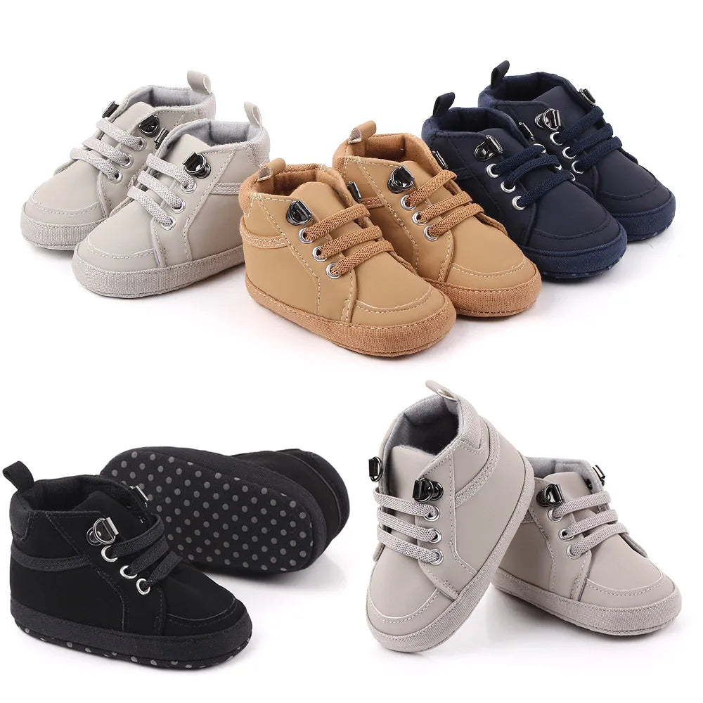 ISA | Baby Casual Shoes Ankle-covering Little Boots for 0-1 Year Toddler Boys Outdoor Prewalking.