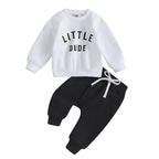 Little Dude | Baby Toddler Boys Autumn Winter Outfits Little Dude Letter Printed Sweatshirts with Long Sleeves Pants 2-piece Clothing Set