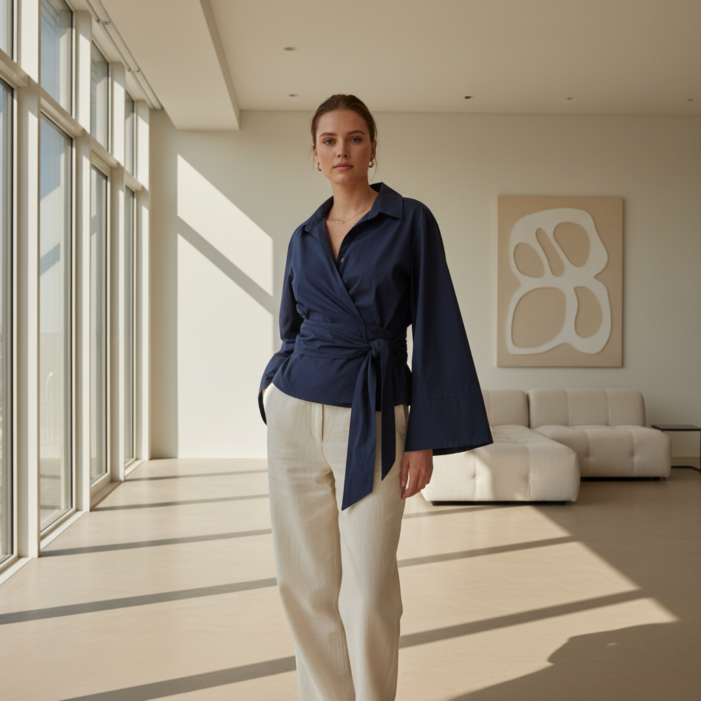 Marlyn | Stylish Cotton Women's Top with Tied Belt