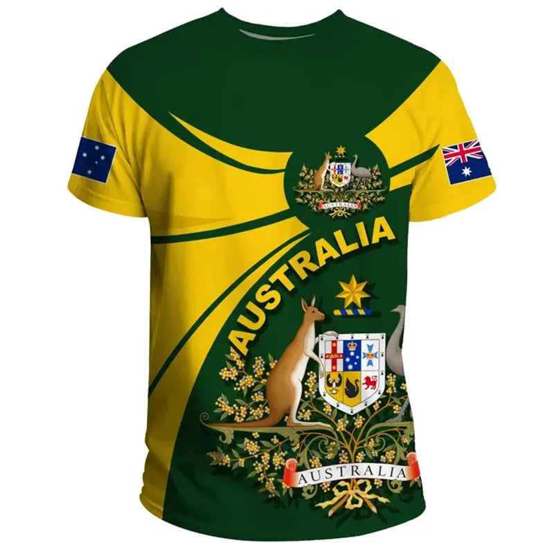 Australia Flag T-Shirts Men / Women Australian National Emblem T-Shirt Street Summer Sport Short Sleeve Loose T-Shirts Clothing