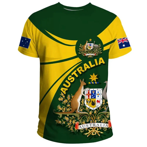Australia Flag T-Shirts Men / Women Australian National Emblem T-Shirt Street Summer Sport Short Sleeve Loose T-Shirts Clothing