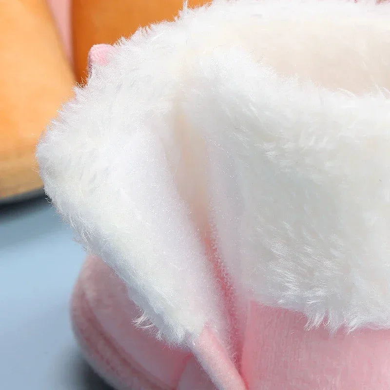 ISA | Comfortable Shoes Newborn Baby Girls Boys Soft Booties Plain Pompom Snow Boots Baby Toddler Newborn Warming Shoes.