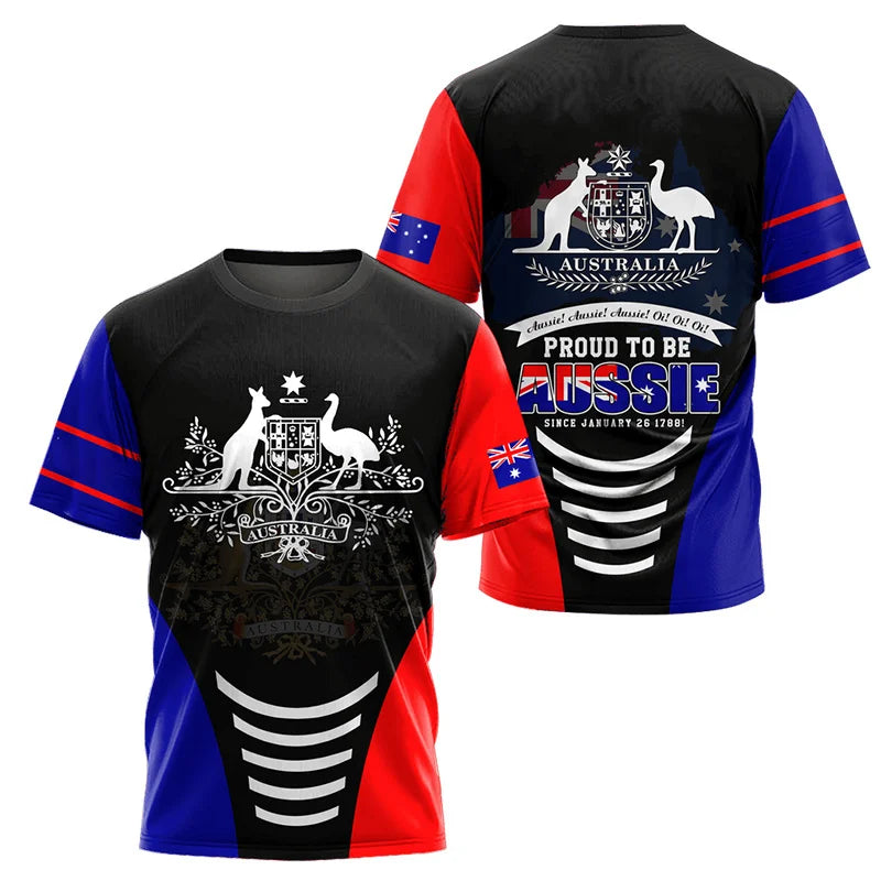 Aboriginal Kangaroo Australia Top Tees Painting Summer Men T-Shirt 3D Printed T-Shirt Women Short Sleeve Oversized Clothing World Cup