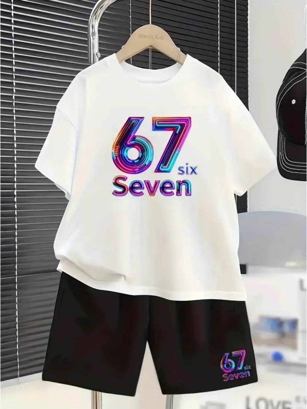 Elcevi | Boys Sets 67 Funny Print Kids T-Shirt Shorts Pants Set Casual Outfit for Funny Gift Children's Clothing