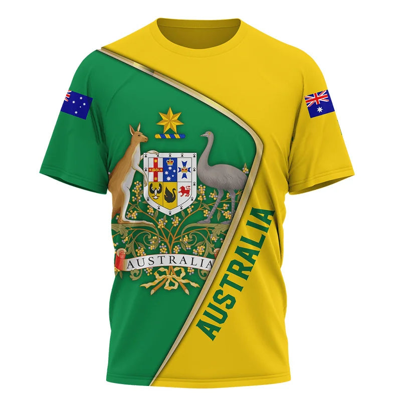 Aboriginal Kangaroo Australia Top Tees Painting Summer Men T-Shirt 3D Printed T-Shirt Women Short Sleeve Oversized Clothing World Cup