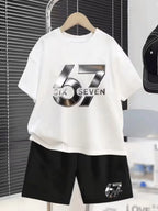 Elcevi | Boys Sets 67 Funny Print Kids T-Shirt Shorts Pants Set Casual Outfit for Funny Gift Children's Clothing