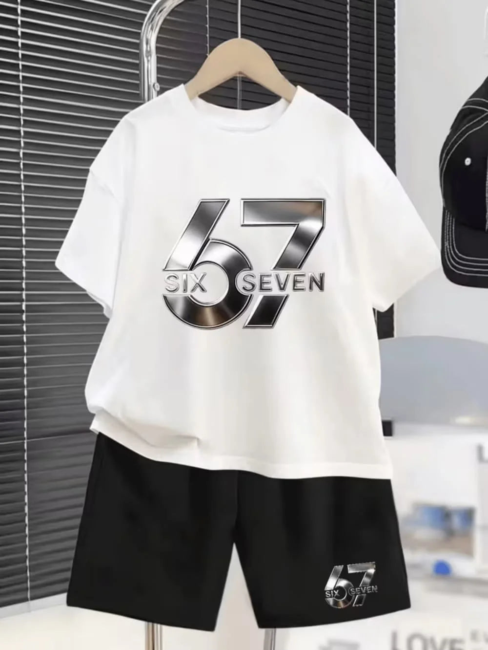 Elcevi | Boys Sets 67 Funny Print Kids T-Shirt Shorts Pants Set Casual Outfit for Funny Gift Children's Clothing