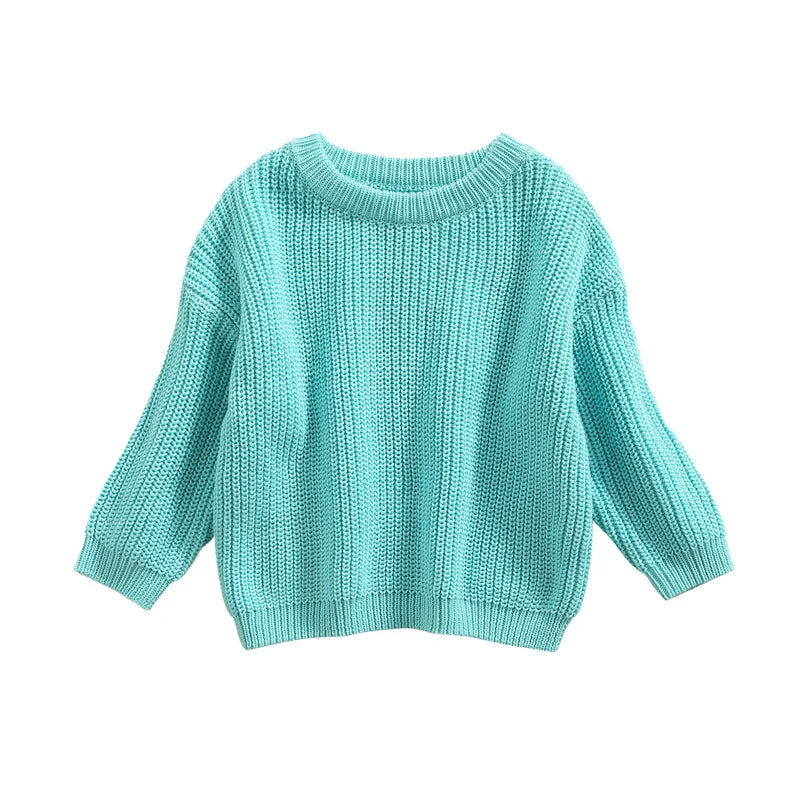 ISA | Suefunskry Newborn Baby Girl Boy Knitted Long Sleeve Autumn Winter Sweater Solid Loose Sweater Casual Tops Kids Clothing 3M-5Y