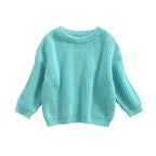 ISA | Suefunskry Newborn Baby Girl Boy Knitted Long Sleeve Autumn Winter Sweater Solid Loose Sweater Casual Tops Kids Clothing 3M-5Y