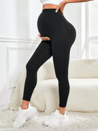 Isa | Maternity leggings with high waist Maternity clothing for pregnant women Belly support Knitted leggings Body pants