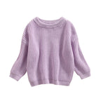 ISA | Suefunskry Newborn Baby Girl Boy Knitted Long Sleeve Autumn Winter Sweater Solid Loose Sweater Casual Tops Kids Clothing 3M-5Y