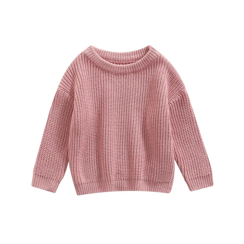 ISA | Suefunskry Newborn Baby Girl Boy Knitted Long Sleeve Autumn Winter Sweater Solid Loose Sweater Casual Tops Kids Clothing 3M-5Y