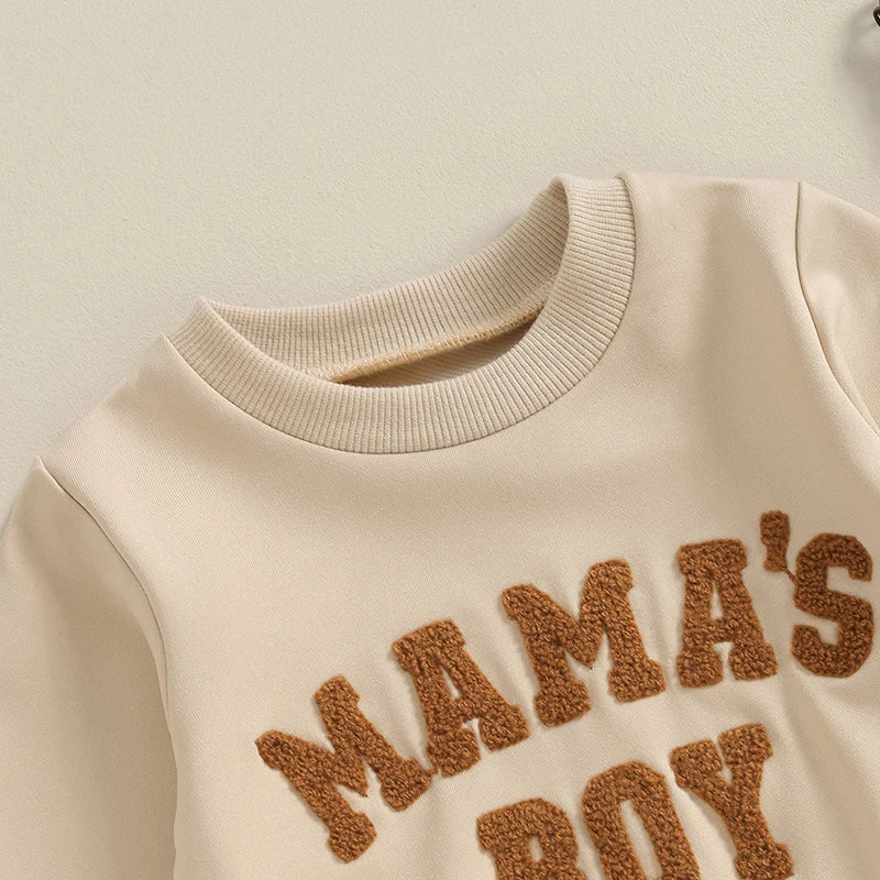 Mama's Boy | 0-3Y newborn toddler baby boy autumn winter outfits letter crewneck sweatshirt casual pants set 2 pieces clothing