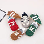 ISA | Newborn Baby Classic Sneakers Letters Splicing Baby Casual Shoe Non-slip Hundred Walking Baby Boys Girls Baby Shoes 0-18 Months