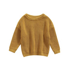 ISA | Suefunskry Newborn Baby Girl Boy Knitted Long Sleeve Autumn Winter Sweater Solid Loose Sweater Casual Tops Kids Clothing 3M-5Y