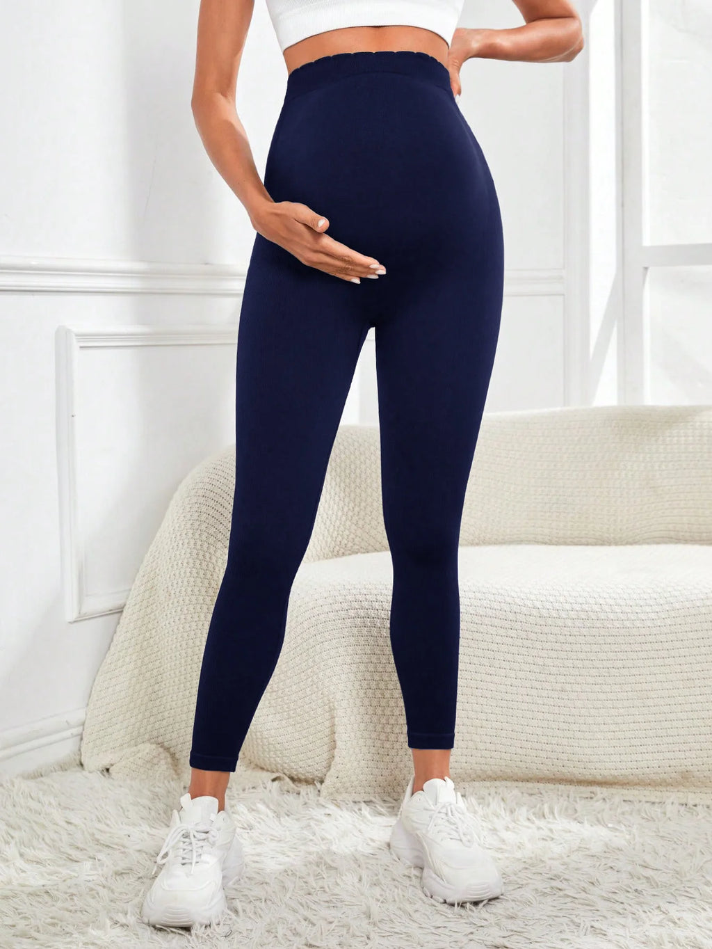 Isa | Maternity leggings with high waist Maternity clothing for pregnant women Belly support Knitted leggings Body pants