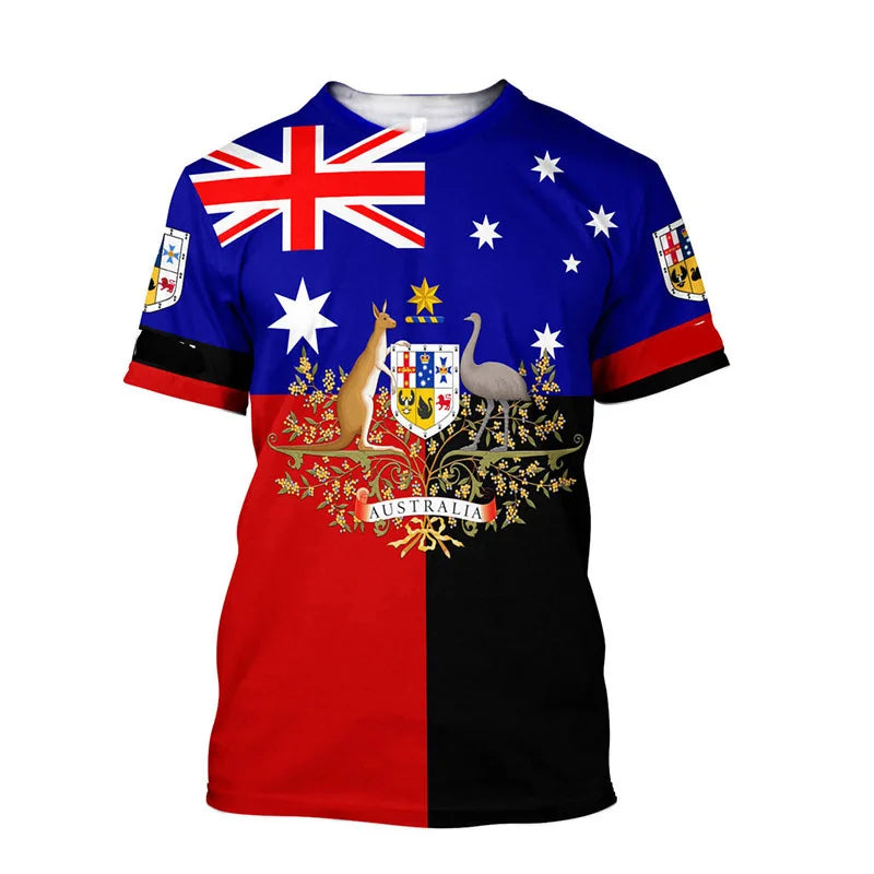 Aboriginal Kangaroo Australia Top Tees Painting Summer Men T-Shirt 3D Printed T-Shirt Women Short Sleeve Oversized Clothing World Cup