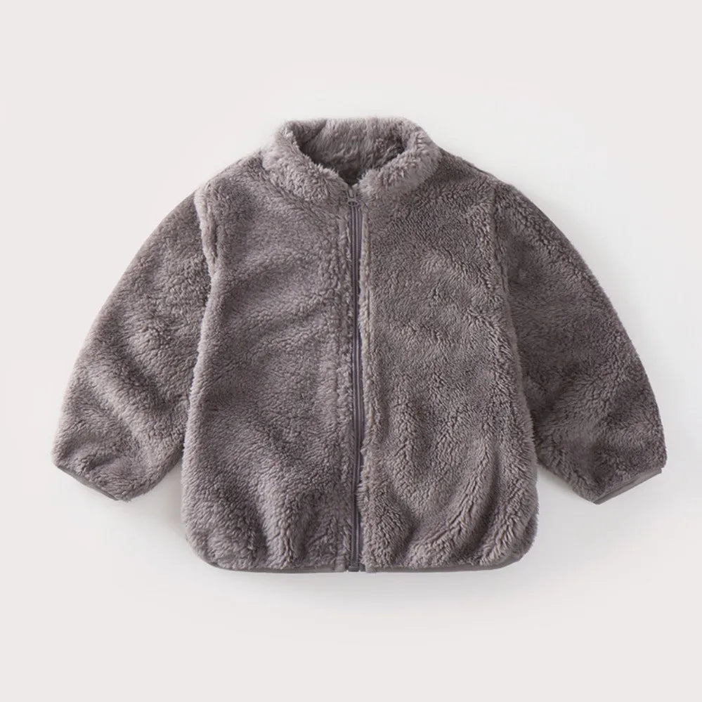 Charlie | Solid Color Fashion Kids Plush Jacket Autumn Winter Warm Baby Girl Boy Casual Coat Outerwear Children's Clothing Toddler Outerwear