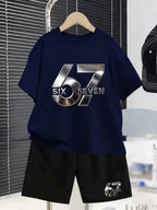 Elcevi | Boys Sets 67 Funny Print Kids T-Shirt Shorts Pants Set Casual Outfit for Funny Gift Children's Clothing