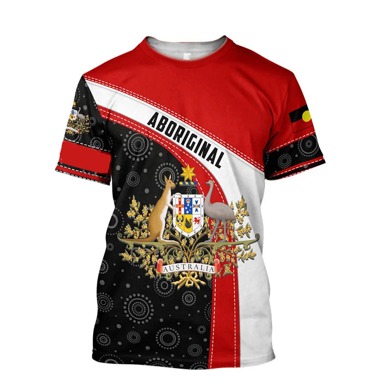 Aboriginal Kangaroo Australia Top Tees Painting Summer Men T-Shirt 3D Printed T-Shirt Women Short Sleeve Oversized Clothing World Cup