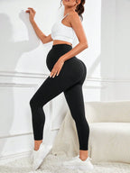 Isa | Maternity leggings with high waist Maternity clothing for pregnant women Belly support Knitted leggings Body pants