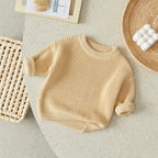 ISA | Suefunskry Newborn Baby Girl Boy Knitted Long Sleeve Autumn Winter Sweater Solid Loose Sweater Casual Tops Kids Clothing 3M-5Y