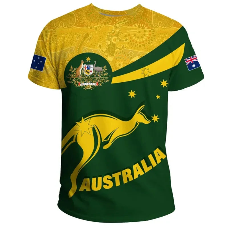 Australia Flag T-Shirts Men / Women Australian National Emblem T-Shirt Street Summer Sport Short Sleeve Loose T-Shirts Clothing