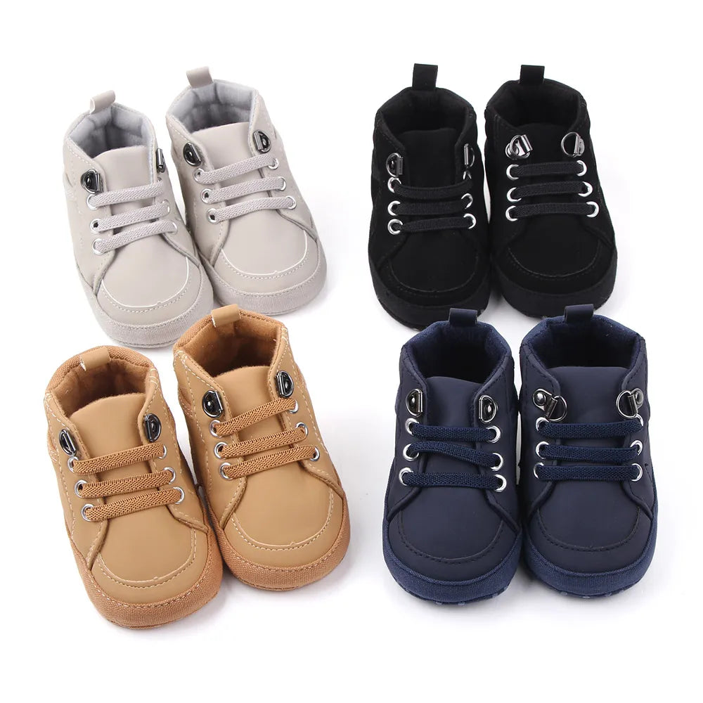 ISA | Baby Casual Shoes Ankle-covering Little Boots for 0-1 Year Toddler Boys Outdoor Prewalking.