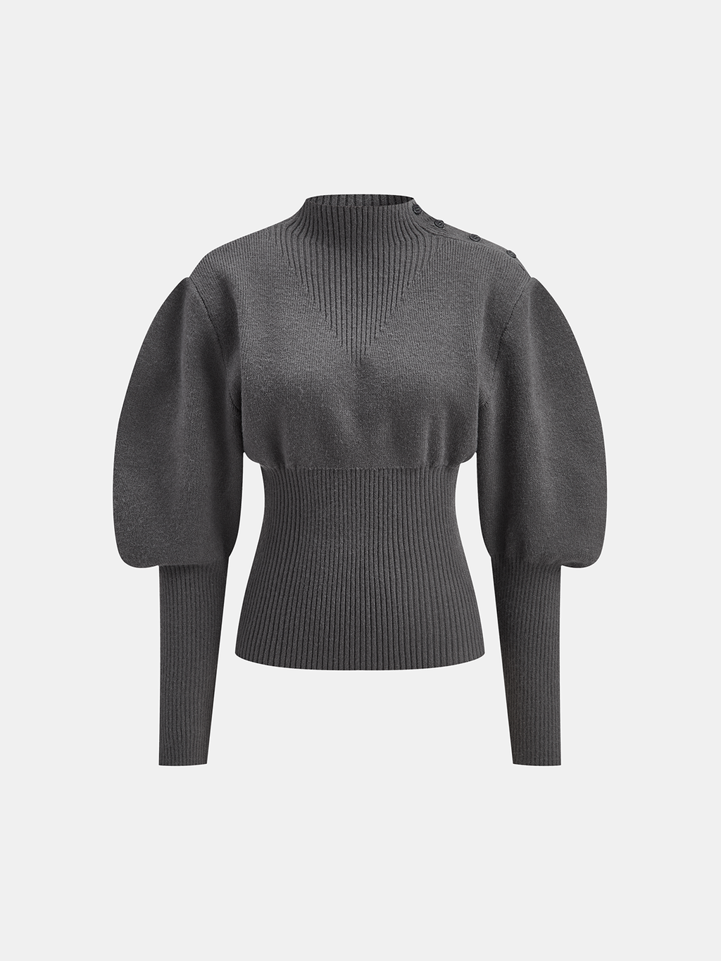 Mary | Cropped Knitted Sweater with Puff Sleeves