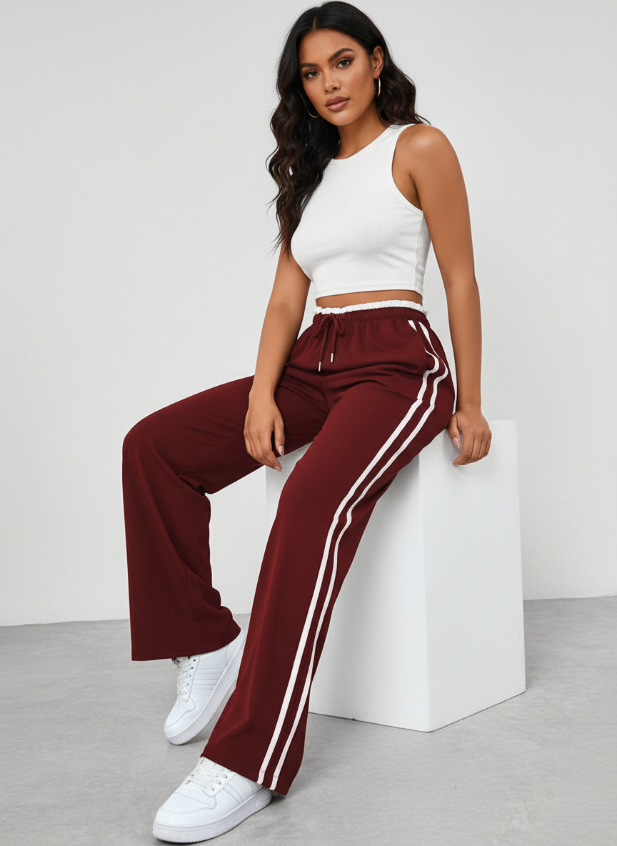 Sporty Women's Jogging Pants with Side Stripes - Senna