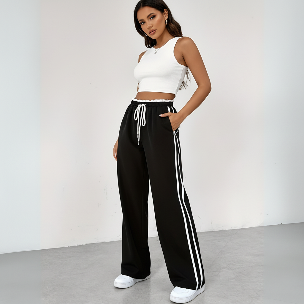 Sporty Women's Jogging Pants with Side Stripes - Senna