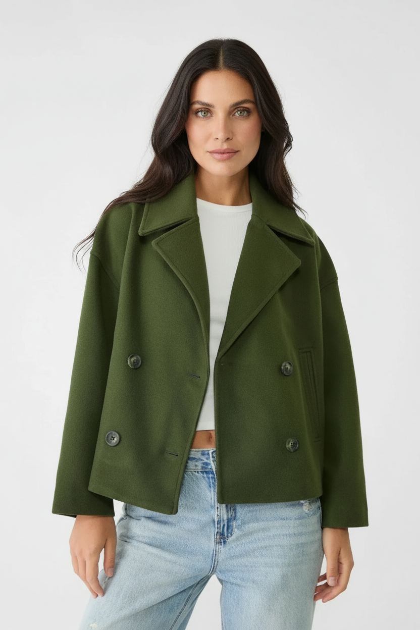 Stylish Short Women's Jacket with Double-Breasted Design - Senna