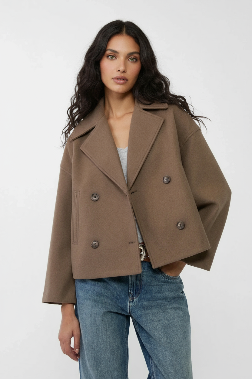Stylish Short Women's Jacket with Double-Breasted Design - Senna